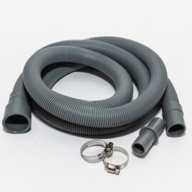 grey flexible hose with two adapter clips